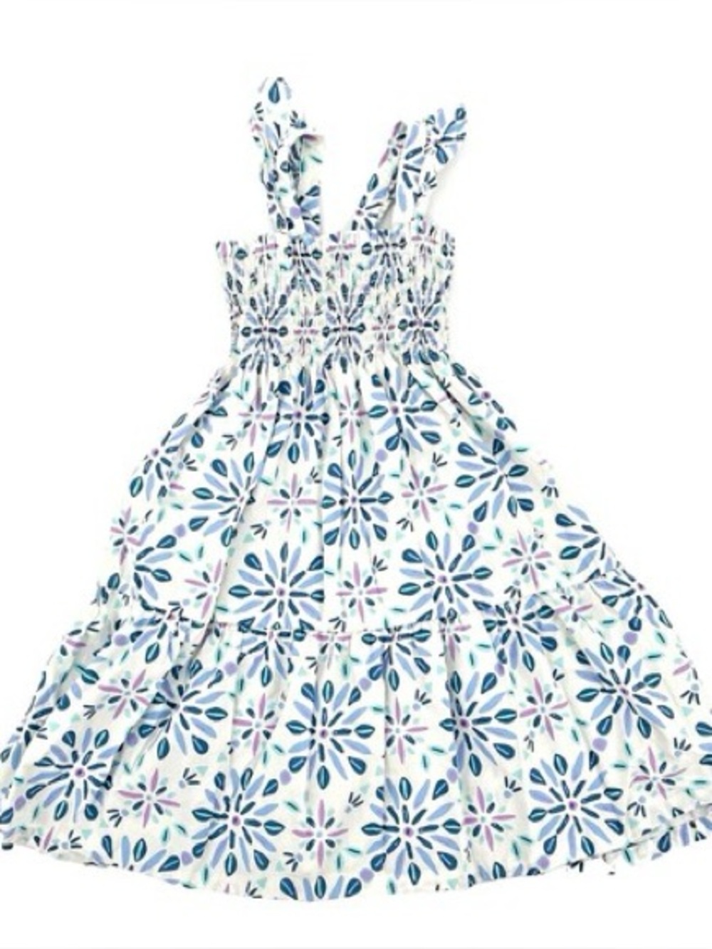 NEW Tea Collection Smocked Blue White Dress Blue Size 14